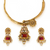 Simple Gold Plated Kundan Ruby Necklace Set