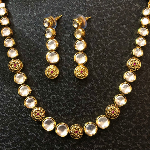 One Line Gold Plated Designer kundan Set (D972)