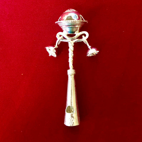 Pure Silver Baby Rattle with Whistle (Design 6) - PAAIE