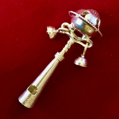 Pure Silver Baby Rattle with Whistle (Design 5) - PAAIE