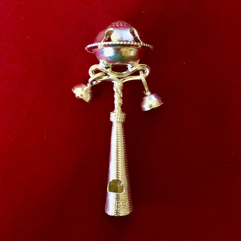 Pure Silver Baby Rattle with Whistle (Design 5) - PAAIE