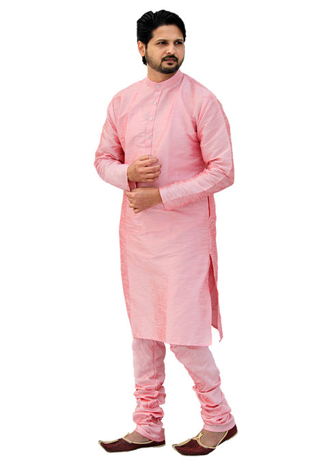 Designer Pink Silk Kurta Pajama (D61)