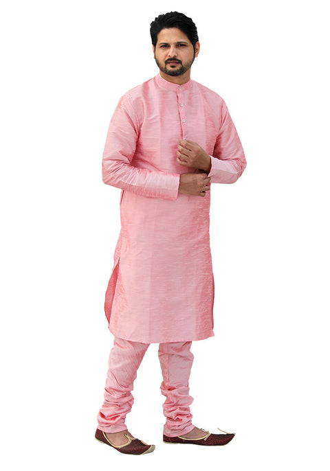 Designer Pink Silk Kurta Pajama (D61)