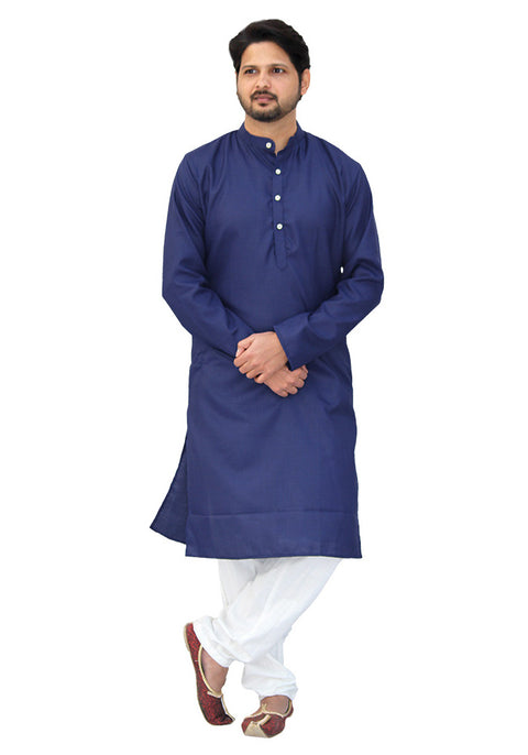 Men's Designer Cotton Kurta Pajama in Blue Color (D58) - PAAIE