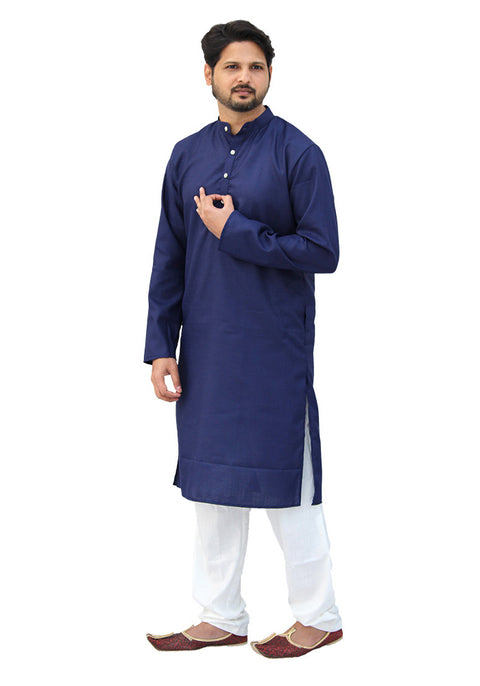 Men's Designer Cotton Kurta Pajama in Blue Color (D58) - PAAIE