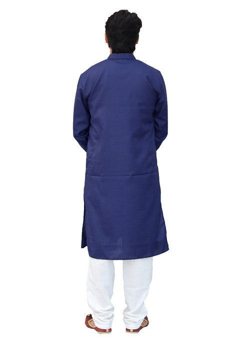 Men's Designer Cotton Kurta Pajama in Blue Color (D58) - PAAIE