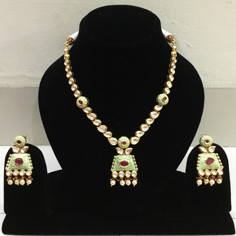 Gold Plated Bridal Premium Kundan Set - Red Ivory (Design 53) - PAAIE