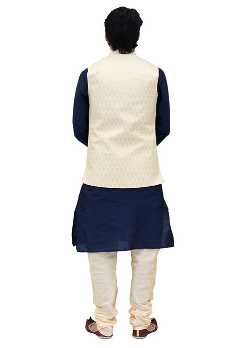 Designer Silk Kurta Pajama with Waist Coat (D25) - PAAIE