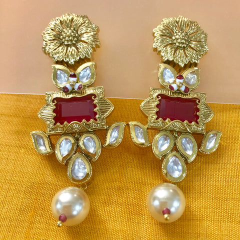 Gold Plated Kundan Earrings (Design 19) - PAAIE
