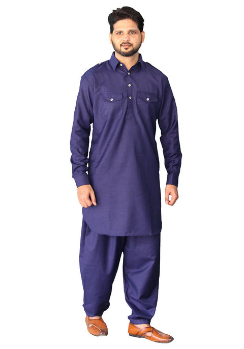 Men's Designer Cotton Pathani Kurta Pajama (D47) - PAAIE