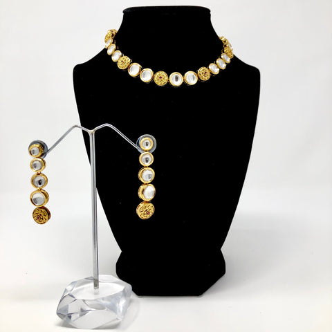 One Line Gold Plated Designer kundan Set - PAAIE