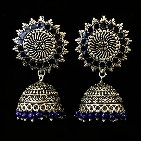 Oxidized Jhumki Earrings (D2) - PAAIE