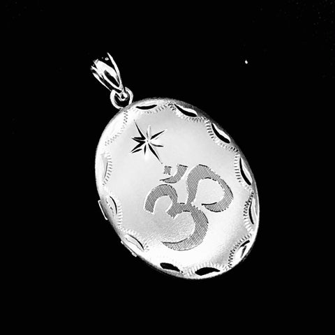 925 Sterling Silver Openable Om Locket Pendant (Design 58) - PAAIE