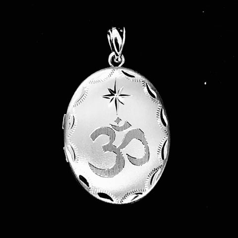925 Sterling Silver Openable Om Locket Pendant (Design 58) - PAAIE