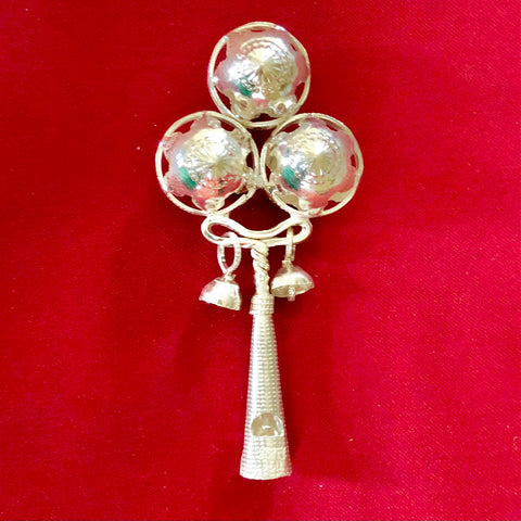 Pure Silver Baby Rattle with Whistle (Design 2) - PAAIE
