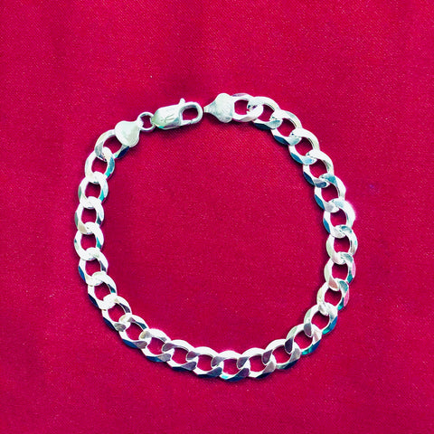 925 Mens Chain Silver Bracelet  - 8 Inches  (Design 12) - PAAIE