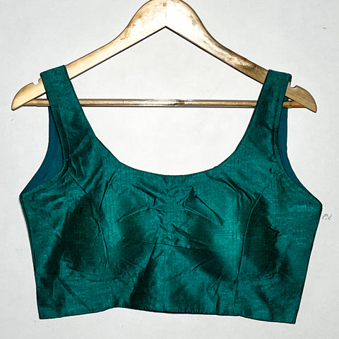Trendy Teal Green Color Designer Silk Blouse For Wedding & Party Wear (Design 1077)