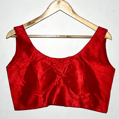 Trendy Red Color Designer Silk Blouse For Wedding & Party Wear (Design 1076)