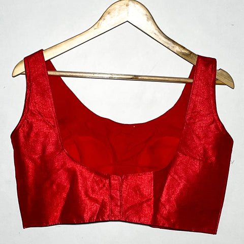 Trendy Red Color Designer Silk Blouse For Wedding & Party Wear (Design 1076)