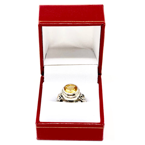 Sterling SIlver Citrine Stone Ring - PAAIE