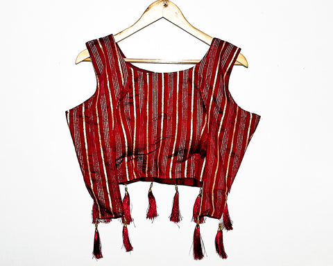 Trendy Maroon Color Designer Chanderi Cotton Blouse For Wedding & Party Wear (Design 1085)