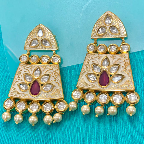 Gold Plated Kundan Premium Earrings (Design 35) - PAAIE