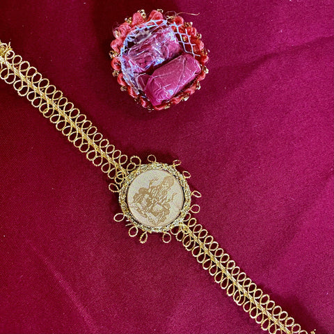 24k Gold Plated Rakhi with Roli and Rice (Design 100) - PAAIE