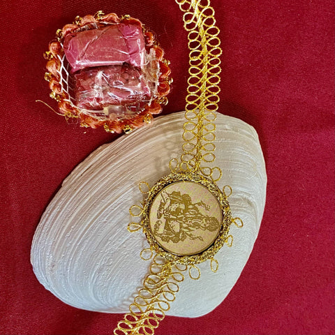 24k Gold Plated Rakhi with Roli and Rice (Design 100) - PAAIE