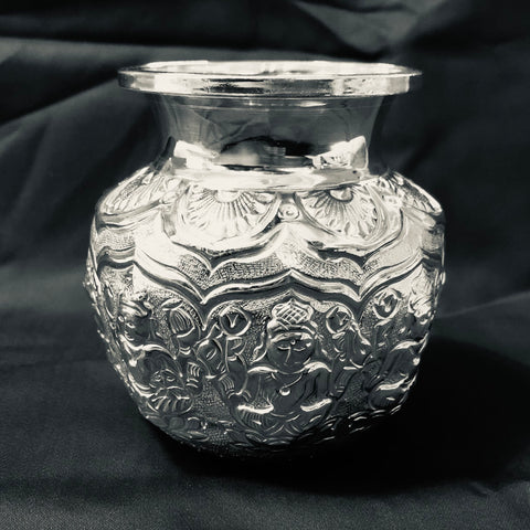 925 Solid Silver Designer Asht Lakshmi Kalash (Design 2) - PAAIE
