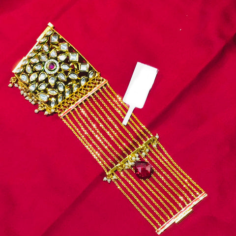 Gold Plated Kundan Openable Bracelet (Design 58) - PAAIE