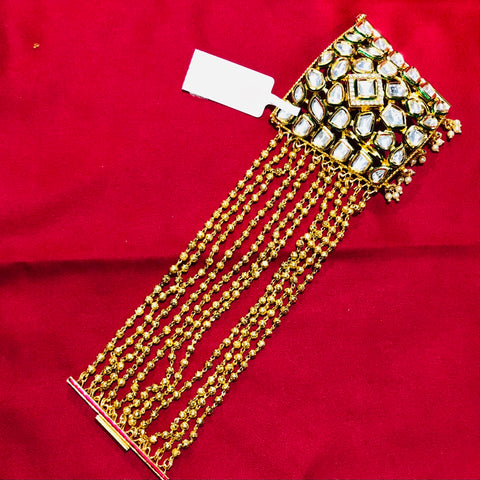 Gold Plated Kundan Openable Bracelet (Design 62) - PAAIE