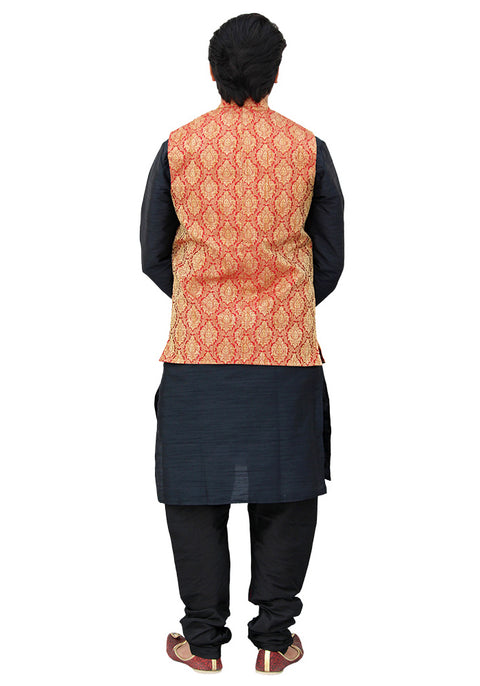 Designer Silk Kurta Pajama with Waist Coat (D21) - PAAIE