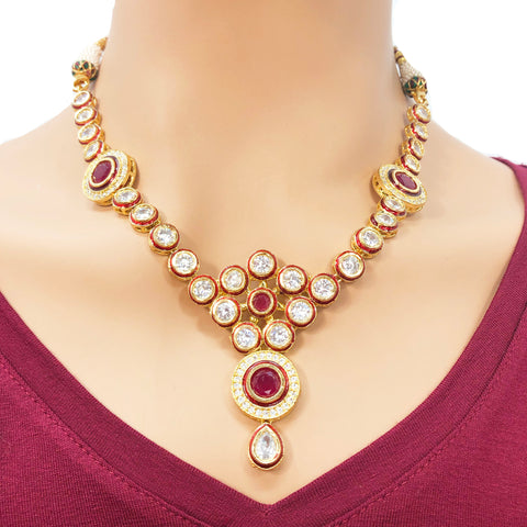 Kundan & American Diamond Necklace Set - PAAIE