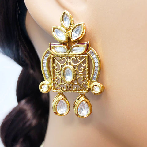 Gold Plated Pandent Beaded Kundan Set - PAAIE