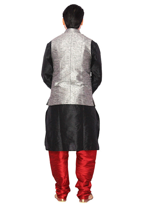 Designer Silk Kurta Pajama with Waist Coat (D32) - PAAIE