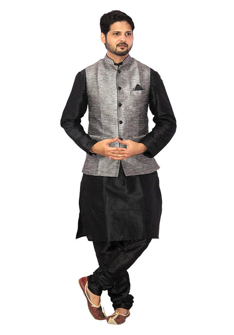 Designer Silk Kurta Pajama with Waist Coat (D33) - PAAIE