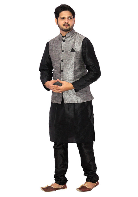 Designer Silk Kurta Pajama with Waist Coat (D33) - PAAIE