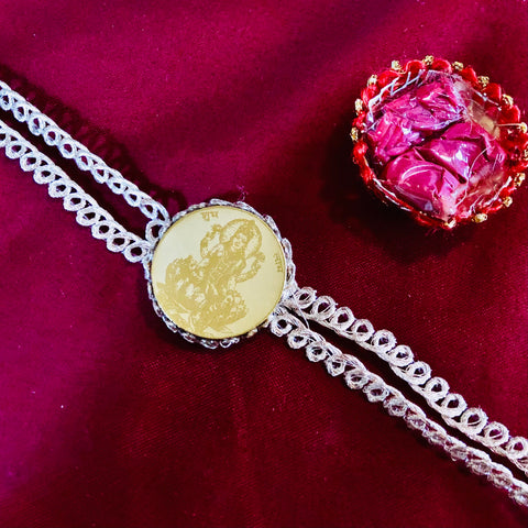 24k Gold Plated Rakhi with Roli and Rice (Design 101) - PAAIE