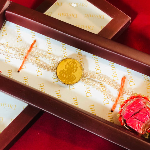 24k Gold Plated Rakhi with Roli and Rice (Design 101) - PAAIE