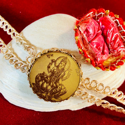 24k Gold Plated Rakhi with Roli and Rice (Design 101) - PAAIE