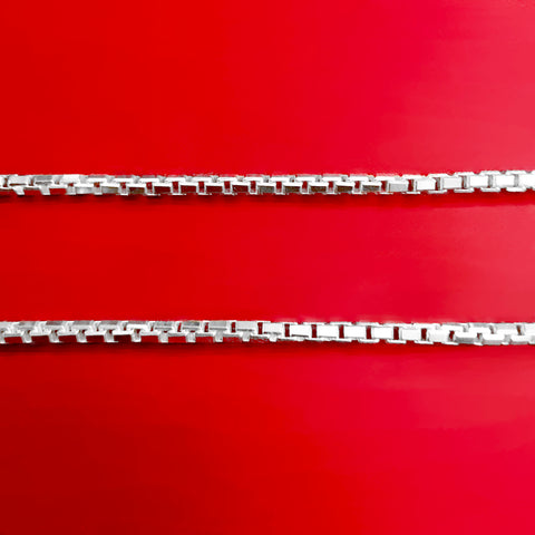 925 Sterling Silver, Round Box Link, Heavy-Duty Necklace Chain (Design 6) - PAAIE