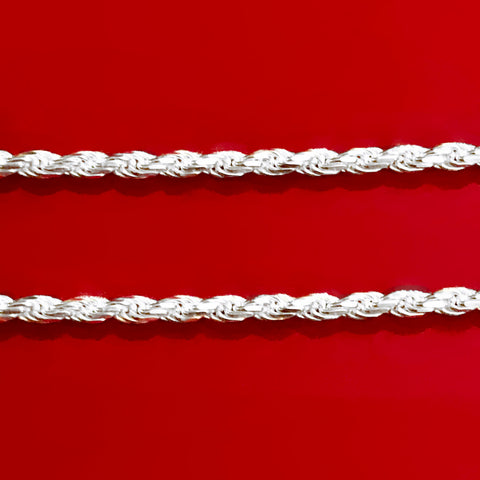 925 Sterling Silver Rope Necklace Chain (Design 7) - PAAIE