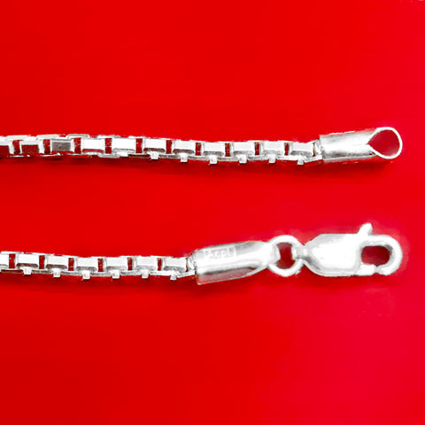 925 Sterling Silver, Round Box Link, Heavy-Duty Necklace Chain (Design 6) - PAAIE