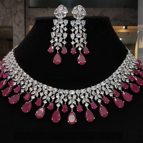 American Diamond Necklace Set (Design 2)