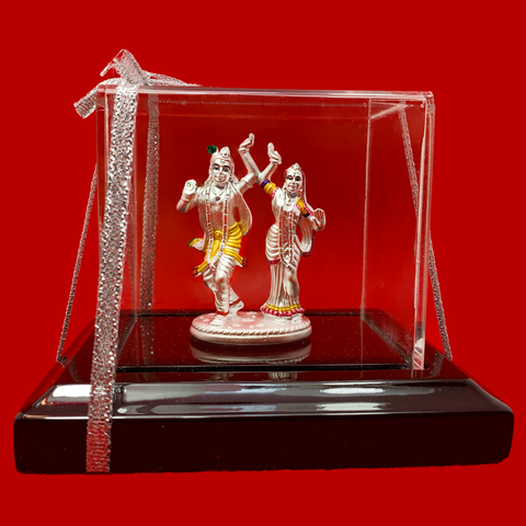 999 Pure Silver Rectangular Radha Krishna Dancing Idol - PAAIE