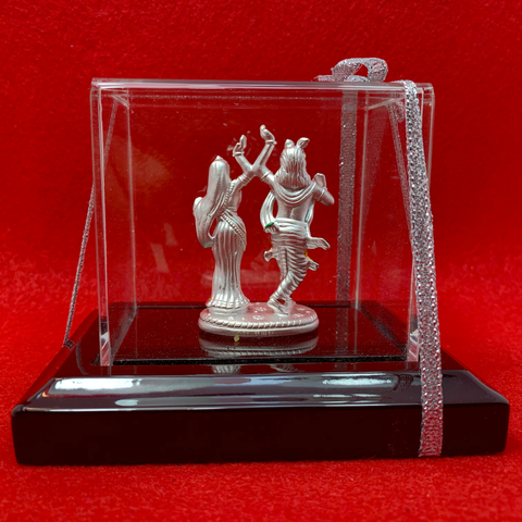 999 Pure Silver Rectangular Radha Krishna Dancing Idol - PAAIE