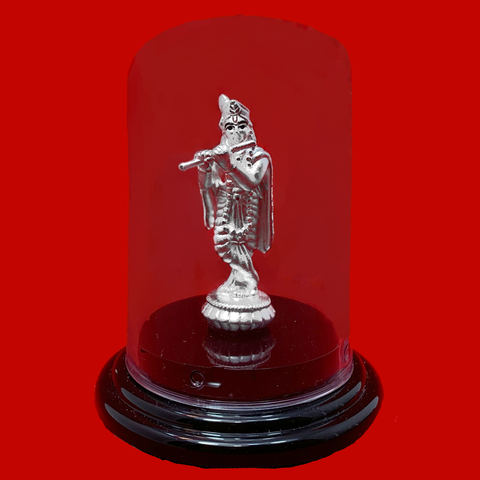 999 Pure Silver Circular Krishna Idol - PAAIE