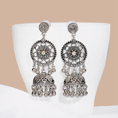 Silver Oxidized Black Color Traditional Jhumki Earrings (E226)