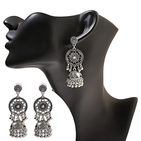Silver Oxidized Black Color Traditional Jhumki Earrings (E226)