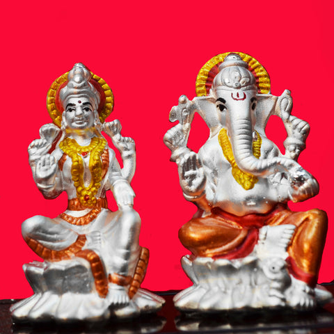 999 Lakshmi Ganesha Pure Silver Idol (Design 1) - PAAIE